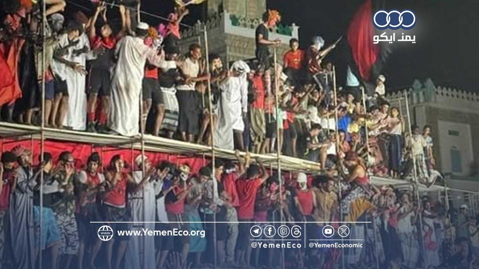 احتفال فوز بنادٍ رياضي ينتهي بكارثة.. انهيار مدرج يصيب العشرات في حضرموت