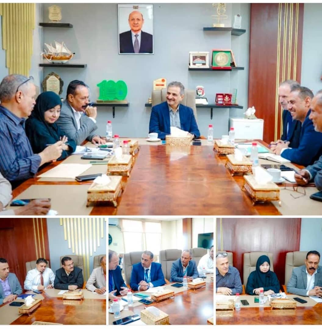 المحافظ لملس يناقش مع مكتب الأمم المتحدة لخدمات المشاريع سير العمل بمشروع طريق حيوي وهام بالعاصمة عدن